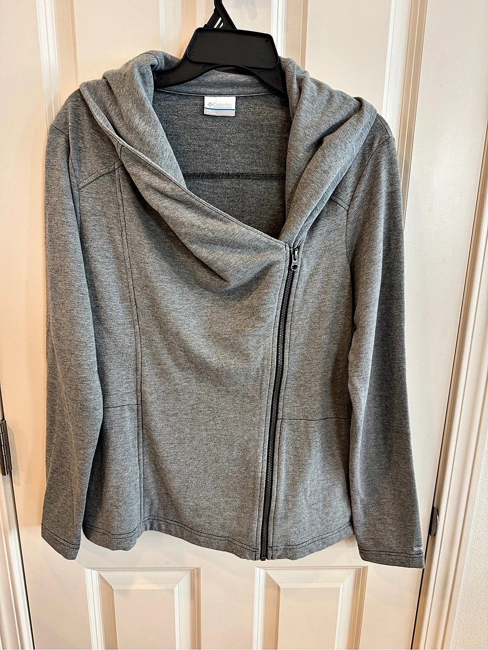 Columbia Asymmetrical Full-Zip Cowl Neck Fleece Jacket Gray Large